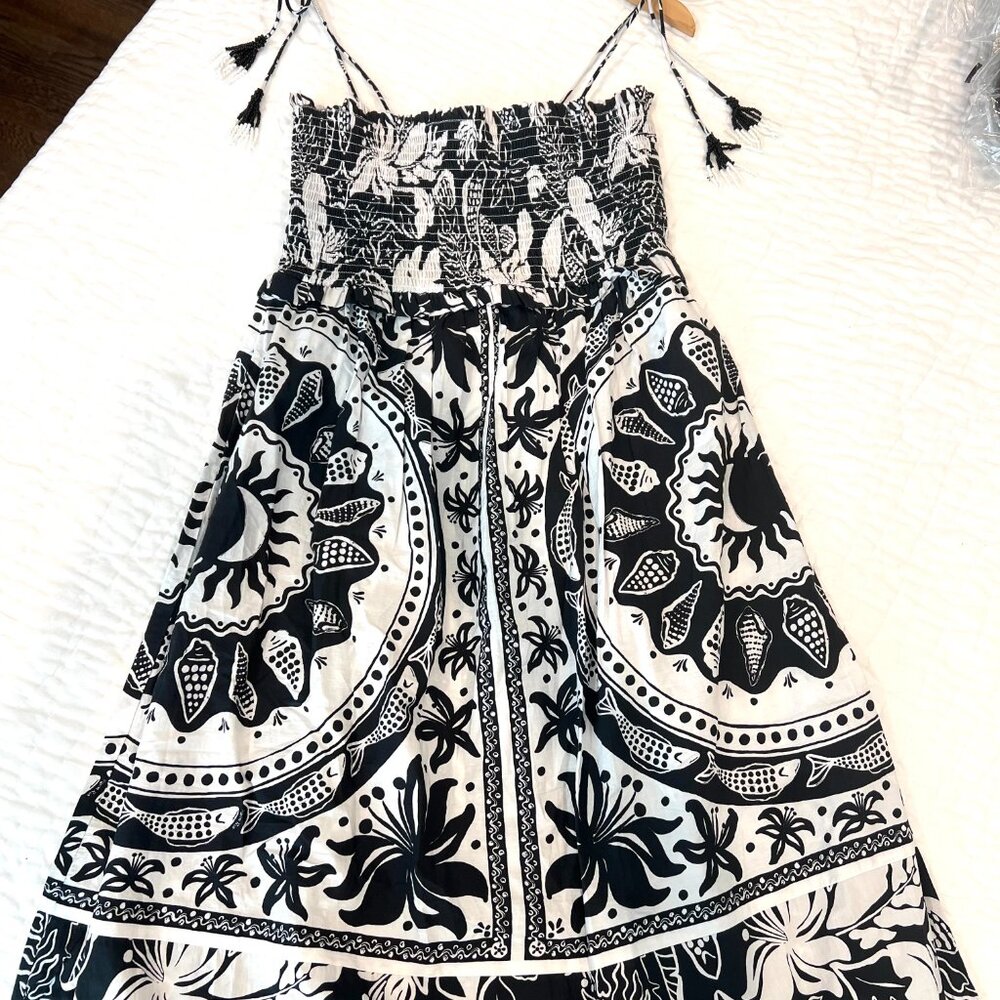 Farm Rio/Anthropologie Black and White Floral Midi Dress - Picture 9 of 9
